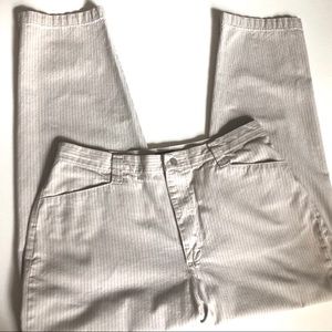 Lee Casuals Women’s Beige Pinstripe Pants, SZ 16 P